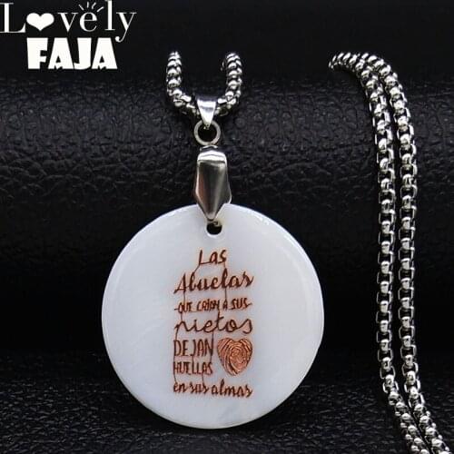 Las Abuelas En y Almas Shell Stainless Steel Necklace for Grandmother Rose Gold Color Necklace Chain Jewerly collares N19582