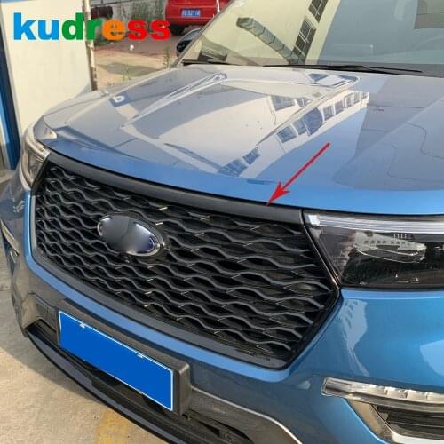 Front Hood Bonnet Grill Lip Molding Cover Trim For Ford Explorer 2020 2021 Carbon Fiber Head Engine Decorative Strip Car Styling