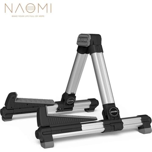 NAOMI AGS-08 Electric Guitar Stand Folding Adjustable Guitar Stand Aluminum Alloy A-Frame Stand Silver Guitar Axxessories New
