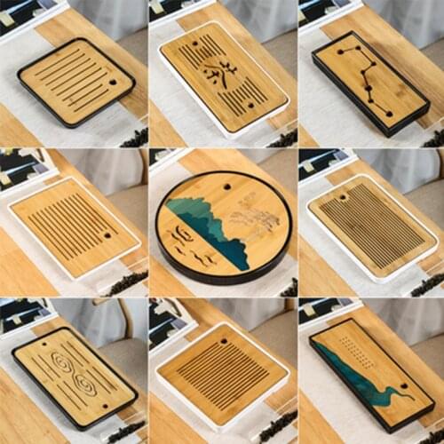 Simple Household Japanese-style Dry Tea Tray Melamine Bamboo Tea Table Drainage-storing Kungfu Tea Set Pu'er Tea Tea Board