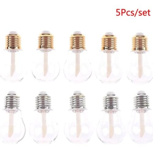 5Pcs 9ml Light Bulb Shaped Empty Plastic Bottles Clear Lip Gloss Tubes Refillable