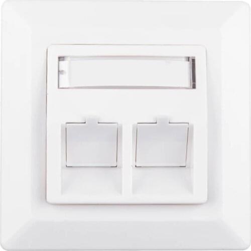 RJ45 Network Socket For RJ11 RJ45 Keystone Networking Telephone 80x80mm Dual Port Faceplate Wallplate European Style Mount Panel