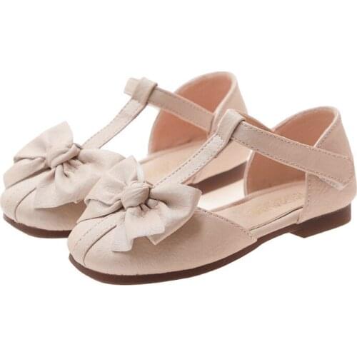 Children Shoes Girls Sandals 2020 New Summer Cute Bowtie Soft Leather Princess Sandals Comfort For Girls Garden Shoes Size 27-36