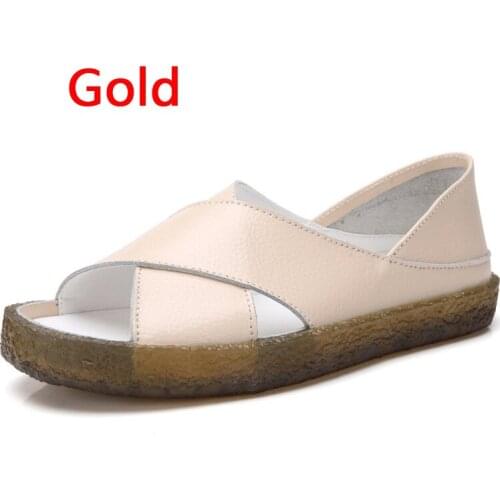 Womens sandals of summer 2020 new casual cowhide comfortable cool drag retro flat heel fish mouth open toe shoeba
