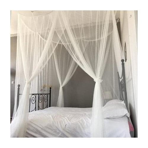 King Size Netting Black Bedding Home Deco 4 Corner Post Bed Canopy Soft and Breathe Freely Polyester Fabric Mosquito Net