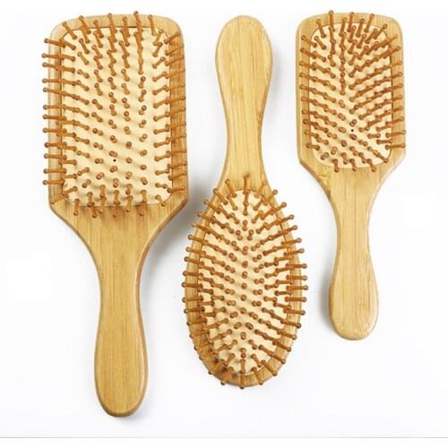 Bamboo Air Cushion Massage Scalp Large Plate Curly Straight Natural Healthy Hair Brush Comb Anti-static Airbag Comb Tool DL
