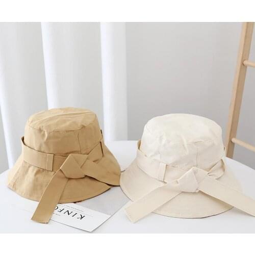 Sun Hat Bow Tie Design UV Protection Skin Friendly Women Bucket Hats for Travel