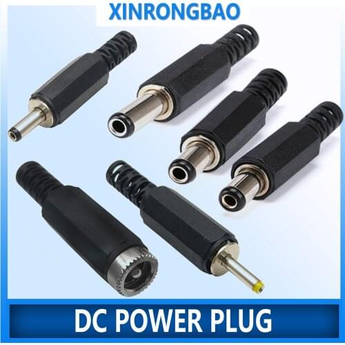 10Pcs DC Male Jack DC 5.5*2.5 5.5*2.1 5.0*3.0 4.8*1.7 4.0*1.7 3.5*1.35 2.5*0.7 mm Male DC Power Plug Connector DIY Charging plug