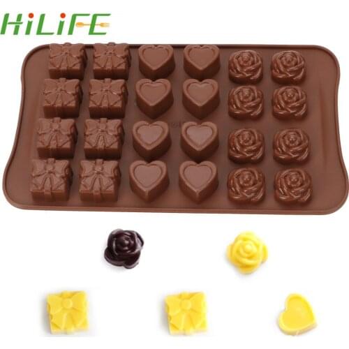 HILIFE Jelly and Candy Mold 3D Food Mold Silicone Chocolate Mold Non-Stick Silicone Cake Mold Rose Loving Heart Shapes