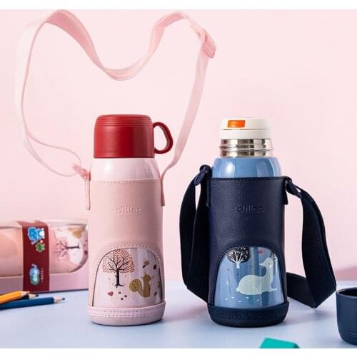 Cute Diller Vacuum Flask Water bottle Thermos Cup Cartoon Termo Bottle With Bag For Children Satinless Steel Thermal Thermomug