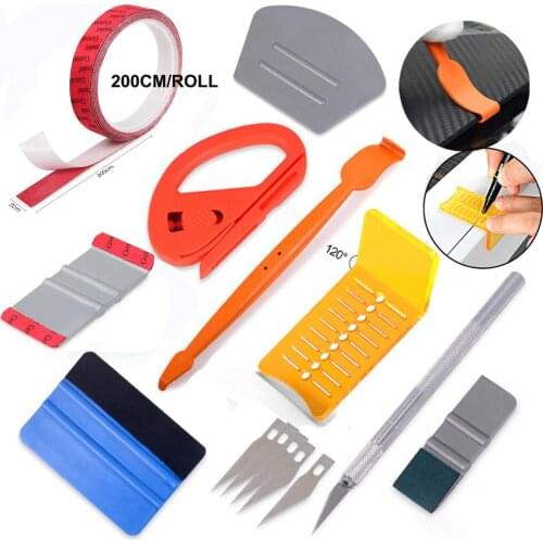 FOSHIO Carbon Fiber Film Vinyl Wrap Magnet Tuck Squeegee Measure Scraper 200cm Tape Sticker Cutter Window Tint Car Accessories