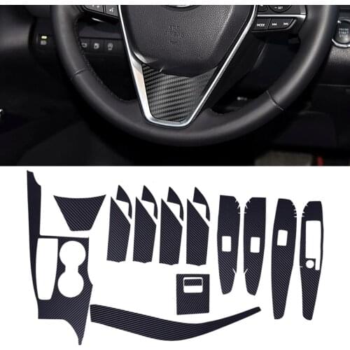 Carbon Fiber Style Plastic Sticker Interior Gear Shift Panel Decoration Trim Sticker Kit Fit For Toyota Camry 2018 2019 2020