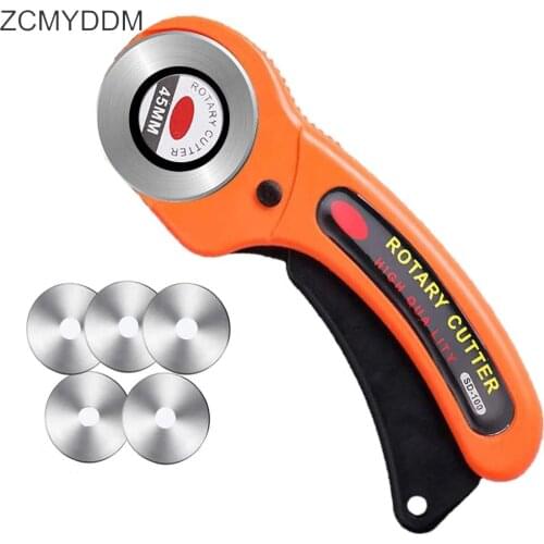 ZCMYDDM 45MM Leather Craft Rotary Cutter with 5pcs Circular Blade for Patchwork Quilting Crafting DIY Leather Cutting Tool