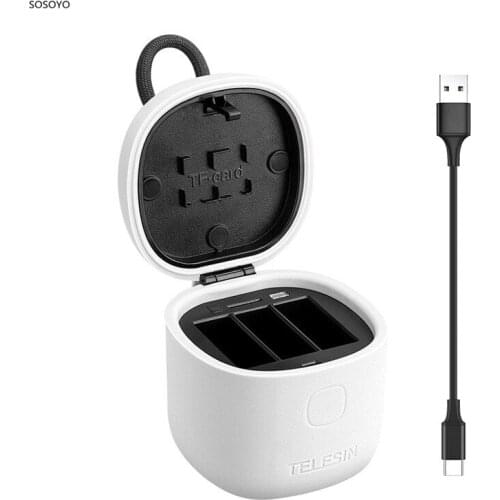 Battery Charger Storage Box Retractable Charging Case SD Card Reader For GoPro Hero 7 Black Hero 5 6 Action Camera Accessories