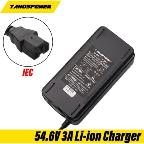54.6V 3A Electric Bicycle Lithium Battery Charger For 48V Lithium Battery Pack IEC Plug