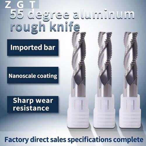 ZGT 1PC Cutting Roughing Milling Cutter HRC55 3 Flutes CNC Fresa Aluminum Copper Roughing End Mill Carbide 4mm 6mm 8mm 10mm 12mm