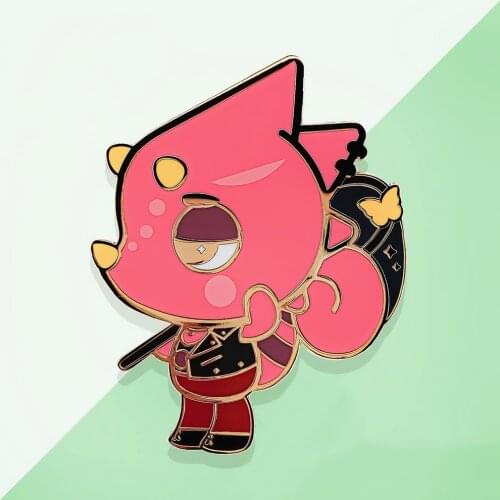 Animal Crossings NPC Flick Hard Enamel Pin New Horizons Cute Cartoon Pink Chameleon Medal Brooch Lapel Backpack Pins Jewelry
