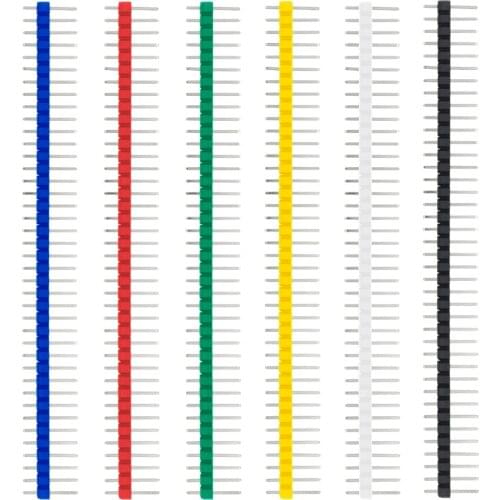 10pcs 40 Pin 1x40 Single Row Male 2.54 Breakable Pin Header Connector Strip white/black/red/blue/green/yellow
