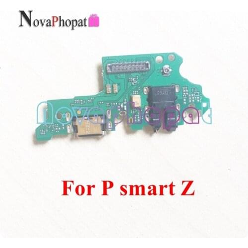 Novaphopat For Huawei P Smart Z Charger Port USB Plug Charging Connect Flex Cable Microphone Headphone Jack Board 10pcs/lot