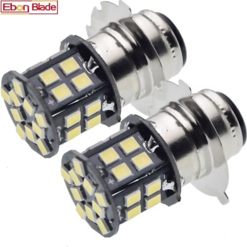 2x White Motorcycle Motorbike P15D-25-3 Headlight 6V 12V LED 2835 30smd Moped Scooter ATV Headlamp Head Lamp Bulb Aluminum Light