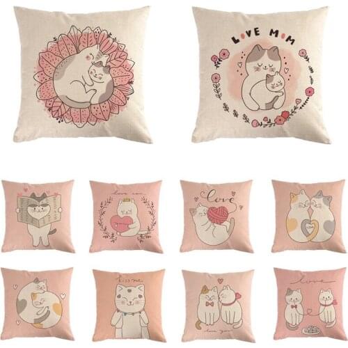 45cm*45cm Hand Painted Cartoon cat Cushion Cover and Sofa Pillow Case Home Decorative Pillow Cover