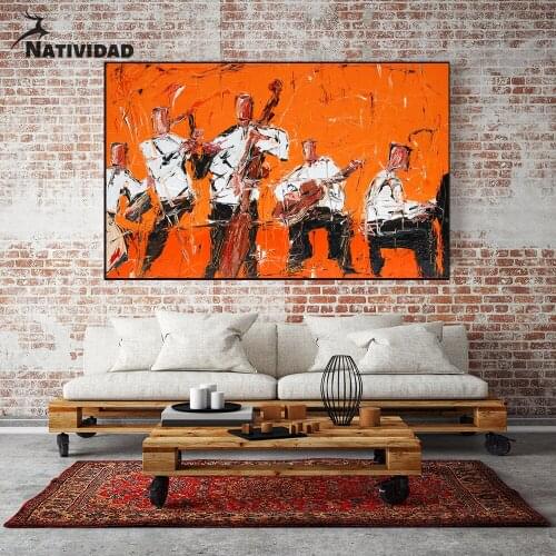 Abstract Band Art Canvas Painting Orange Character Painting Art Picture Print Poster Bedroom Living Room Home Art Deco Wall