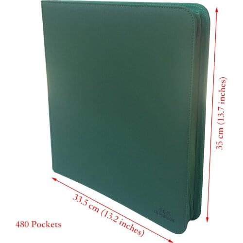 AEGIS GUARDIAN 12-Pocket Double-Sided TCG Card Album Folder, 480 Pockets Side Insert Premium ZIP Card Binder Collector, Green