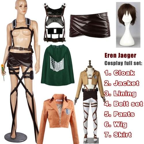 Anime Clothes Mikasa Ackerman Robe Cloak Attack on Titan Corps Hoodie Skirt Shingeki no Kyojin Children Kdis Boy Costume Cosplay