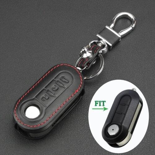 Bilchave 10pcs 3 Buttons Hand-stitched leather Flip Folding Remote Car Case Cover Fob For Fiat 500 Panda Punto Bravo Holder