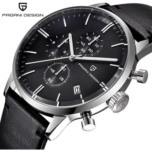 PAGANI DESIGN Mens Watches Top Brand Luxury Waterproof 30M Genuine Leather Japanese VK67 Movement Quartz Watch Relogio Masculino