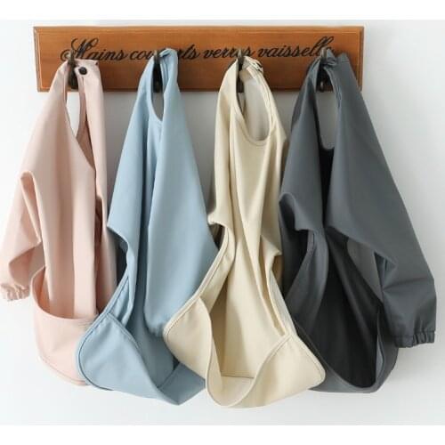 Long Sleeves Children Bibs Solid Color Babys Burp Cloths Infant Smock Baby Boy Girl Food Eating Aprons Kids Items for Babies