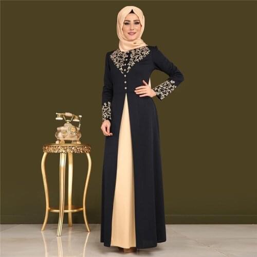 Elegant Muslim Women Abaya Turkish Arabic Eid Mubarak slamic Clothing Gown Blue Green Red Black Free Shipping