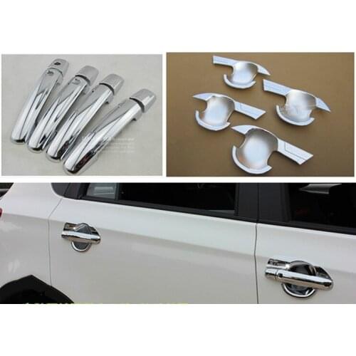 FUNDUOO For SUZUKI S-CROSS SCROSS 2014 2015 New Chrome Door + Cup Bowl Cover Trim Sticker Free Drop Shipping