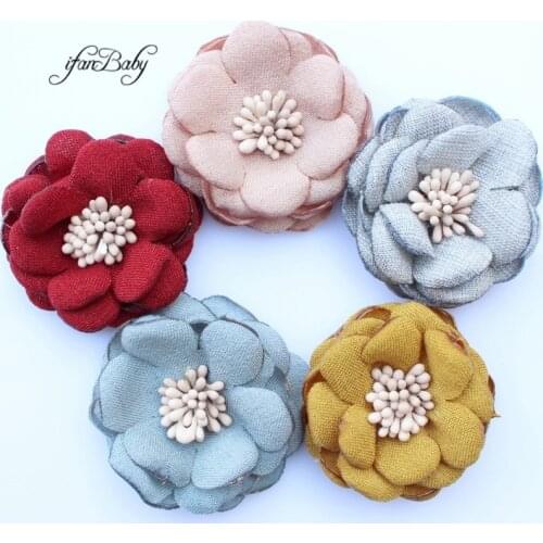 2017 singed burn flowers fabric hair flowers for baby kids girl women hair flowers 30pcs