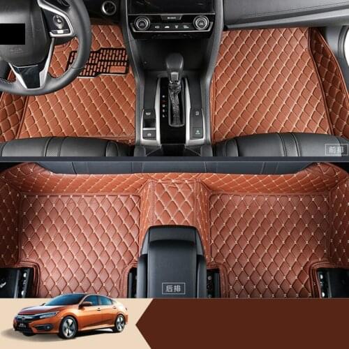 Leather car floor mats for honda civic 2009 2010 2011 2012 2013 2017 2018 2016 2019 10th civic 9th 8th 4d carpet rug