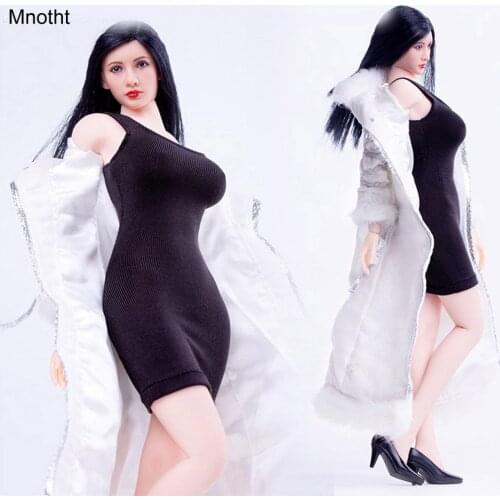 Mnotht 1/6 Female Solider Dolls Clothing Fashion White Long Jacket Dress Suit for 12in Figures Large Female Body Wear Chest L30