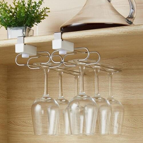 Wall Mount Wine Rack Stainless Steel Glass Goblet Holder Hanging Holder Bar Hanger Shelf Wine Glass Rack Stand Kitchen Organizer