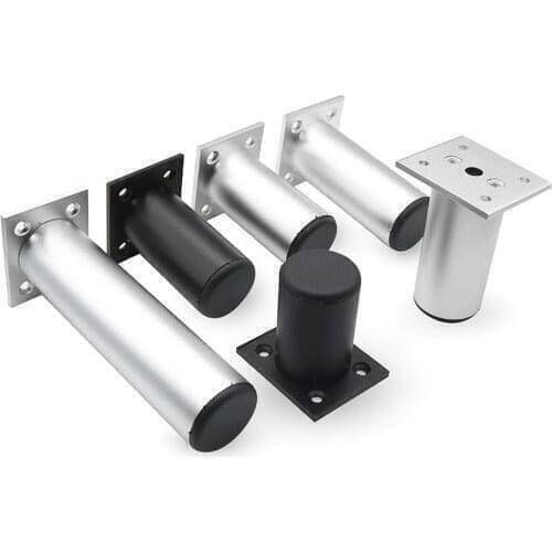 20CM Silver/Black Sofa Legs,TV Cabinet Couch Bed Metal Feet,Aluminium Alloy Furniture Legs,4 Pack Adjustable Feet with 16 Screws