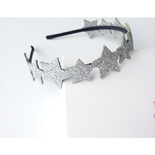 New Shimmer Powder Silvery Pointed Star Hair Hoop Boutique Baby Hairbands Children Headbands Girls Accessories Princess Headwear