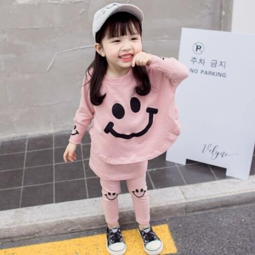 1-5 Age girl clothes spring autumn two-piece cartoon print fashion new raglan sleeve jacket coat + skirt pants quality clothing