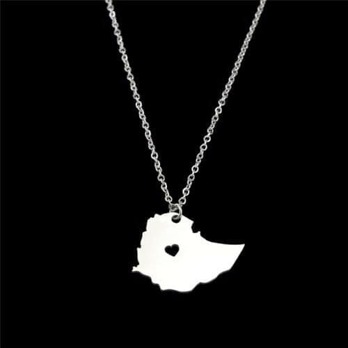 Europe And The United States Trend Jewelry Popular Ethiopian Map Pendant Necklace