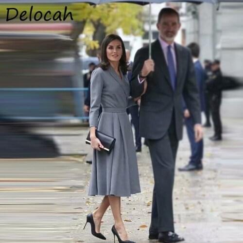 Delocah Women Autumn Fashion Designer Blends Coat Long Sleeve Sashes Solid Printed Ladies Elegant Slim Warm Coats Overcoat 2021