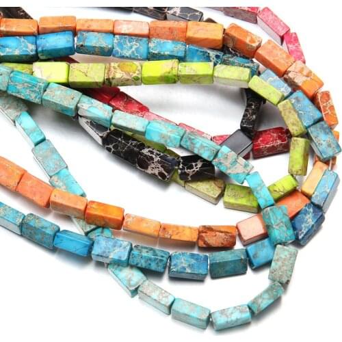 Rectangle Semi-precious Stone Beads Natural Emperor Stones Loose Beads For DIY Necklace Bracelet Jewelry Making Size 6x10x4mm