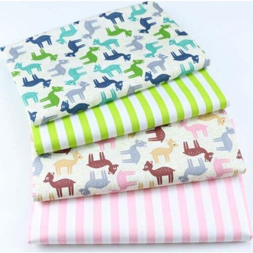 SMTA Cotton Fabric The Cloth Patchwork Fabrics By The Meter Clothing For Needlework Cartoon Fawn Colored Stripes 50*160cm D20