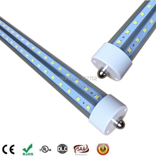 8ft LED Tube Lights T8 Single Pin Fa8 V Shaped 2.4m 2400mm 8 ft Led Tube Light 60w Clear Cover Led Fluorescent Light