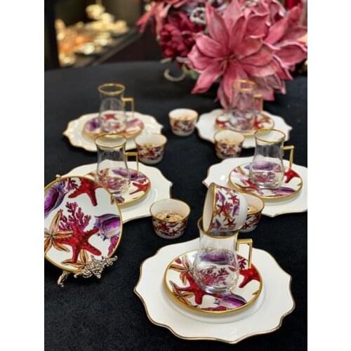 Focus Turkish Coffee Set 12 Pieces Coral