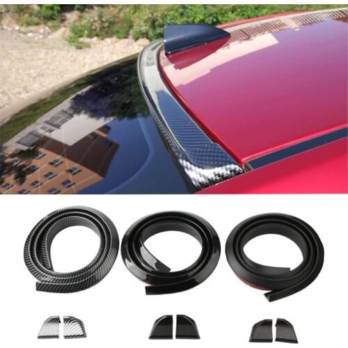 1.5M Universal Car Carbon Fiber Tail Spoilers Decorative Strip Refit Spoiler PVC Punch-free Black/Gloss Black Car Styling