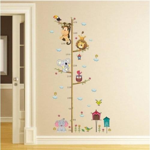 UK_ Children Height Growth Chart Measure Wall Sticker Kids Room Animal Decal Exo