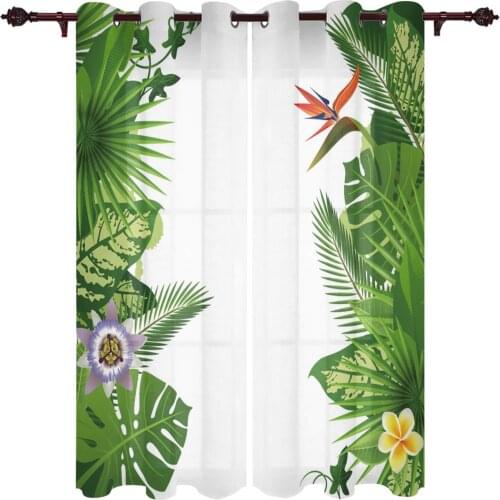 Green Leaves Banana Tropical Jungle Plant Window Curtains for Bedroom Home Decor Kitchen Drapes Christmas Living Room Curtains