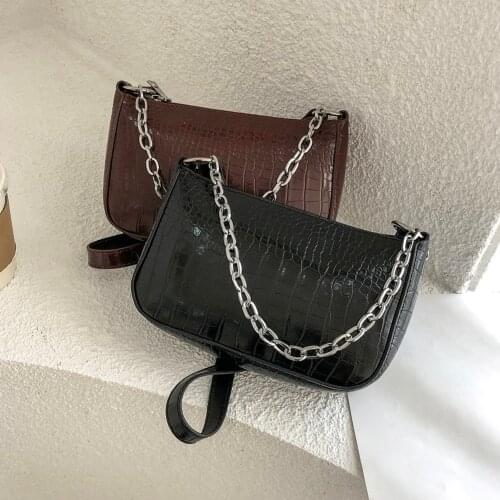 New Fashion Alligator Pattern Women Shoulder Underarm Bags Fashion Chain Casual Solid Color PU Leather Ladies Small Handbags
